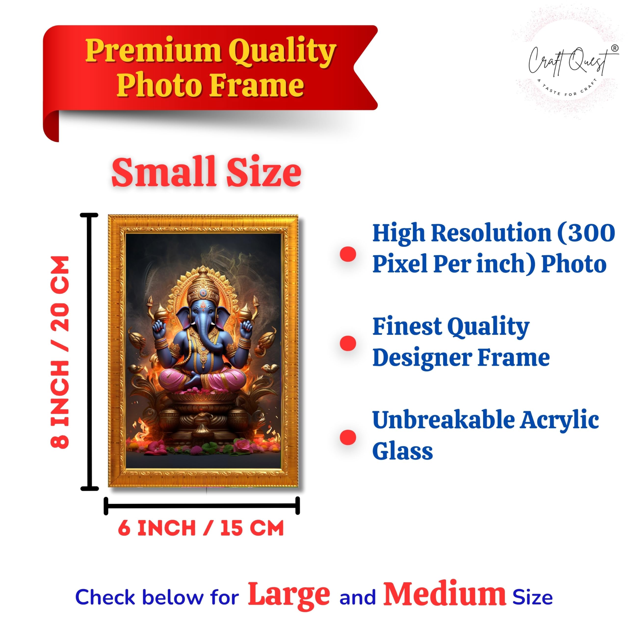 CRAFT QUEST God Ganpati Modern Wall Art Painting With Frame For Pooja,Office and Home Decor Item