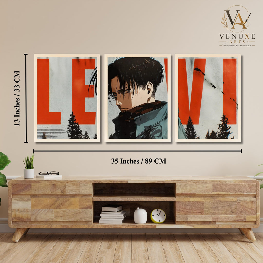 VENUXE ARTS Set Of 3 Anime Characters Wall Framed |Anime Characters Framed Poster for Living Room Bedroom Gaming Room Studio Wall Decor
