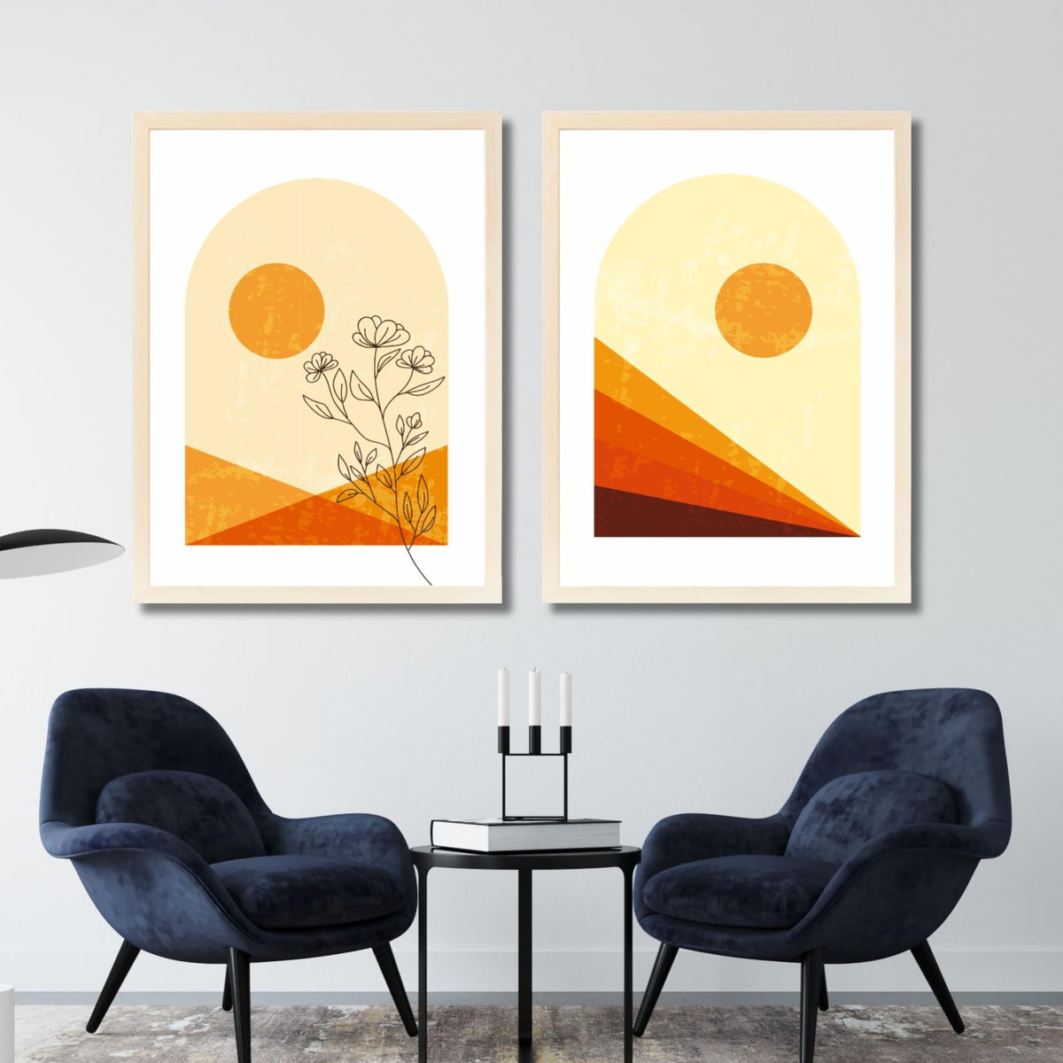 CRAFT QUEST Wall Art Decor Paintings | Set of 2 Floral Wall Art Frames for Home Decoration | Perfect for Living Room, Bedroom & Office