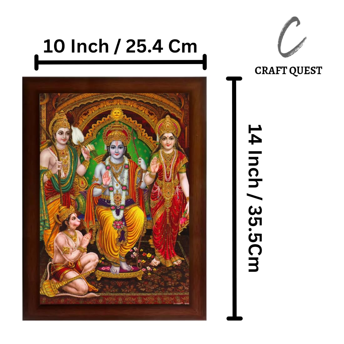 Craft Quest Ram Darbar Sparkle Coated Framed Home Decorative Gift Item Painting (14 X 10 Inches, Multicolour,Religious)