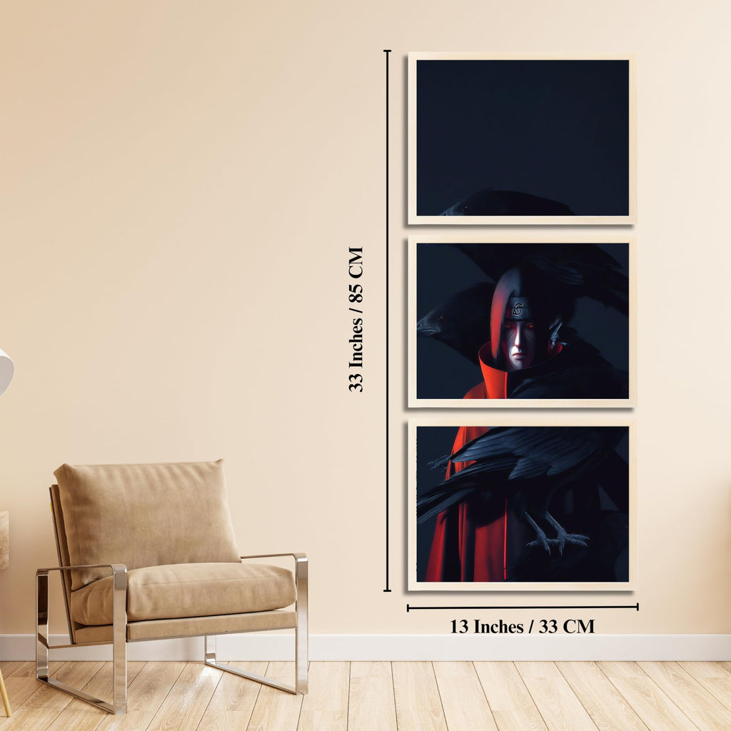 VENUXE ARTS Set Of 3 Anime Characters Wall Framed |Anime Characters Framed Poster for Living Room Bedroom Gaming Room Studio Wall Decor