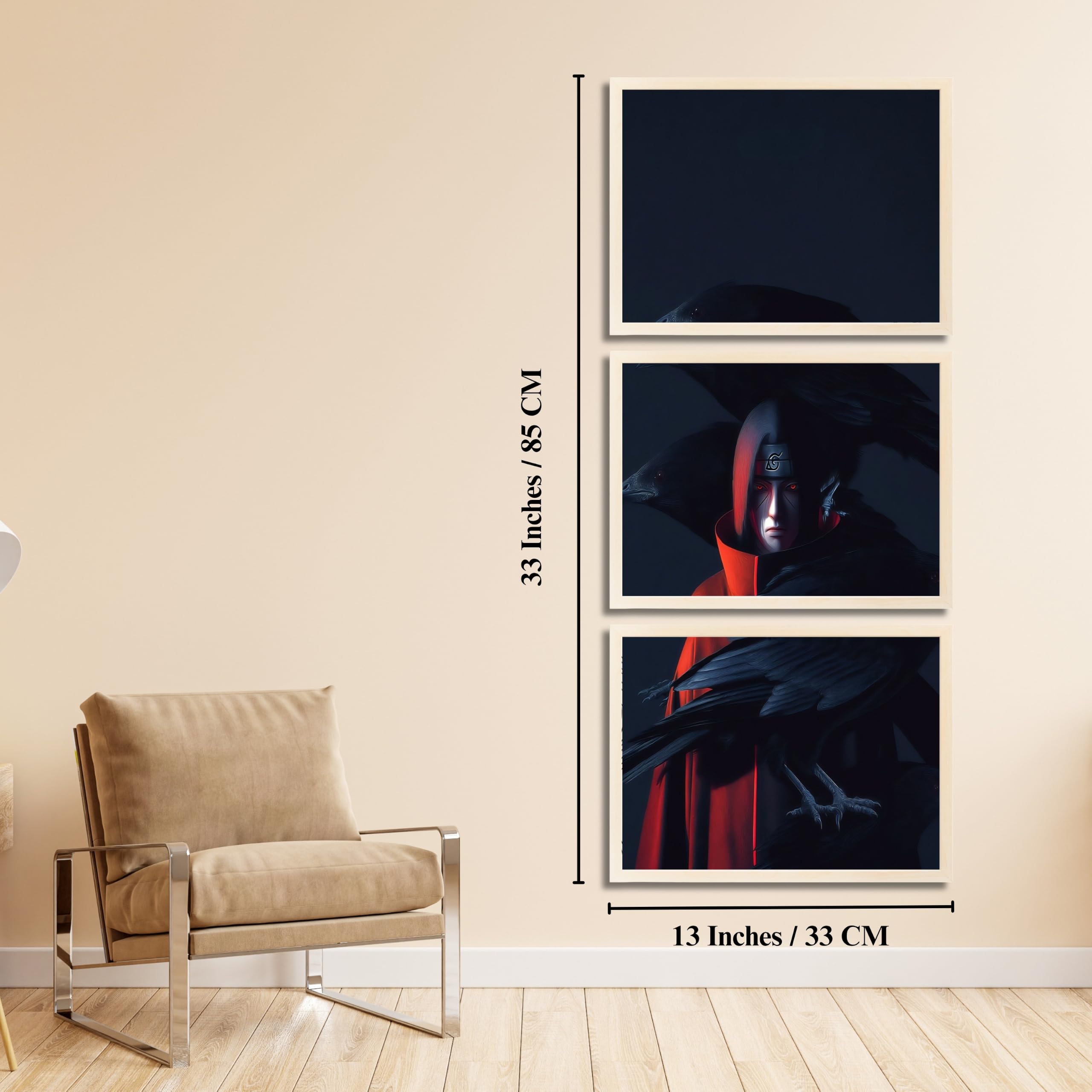 VENUXE ARTS Set Of 3 Anime Characters Wall Framed |Anime Characters Framed Poster for Living Room Bedroom Gaming Room Studio Wall Decor