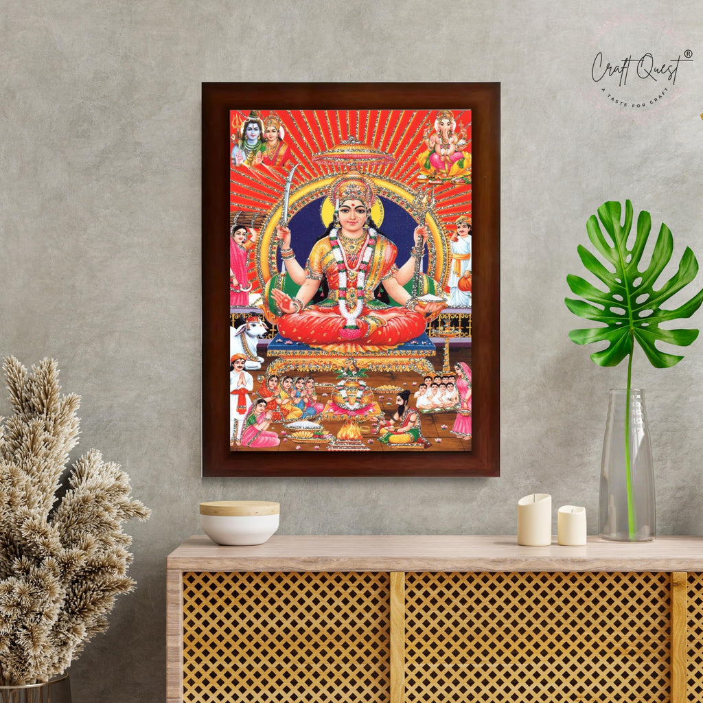CRAFT QUEST Santoshi MataJi Color Photo Frame for Home Temple Pooja and Devotional Gift Item