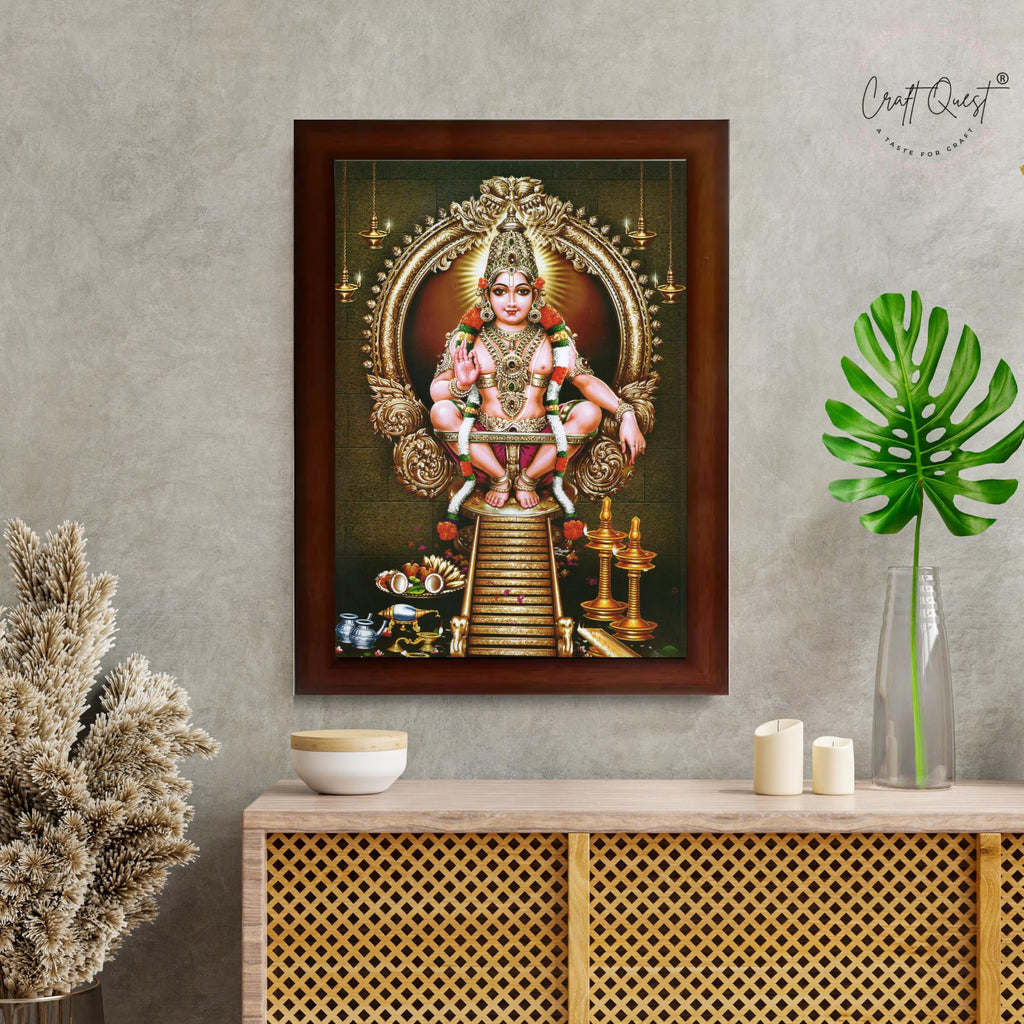 CRAFT QUEST Lord Swami Ayyappa Swamy Ayyappan Iyyappan South photo Frame For Wall Painting,Temple, Pooja, Home Décor Items