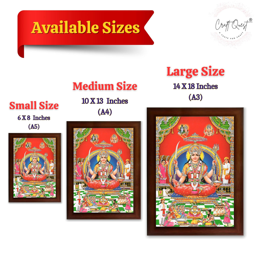 CRAFT QUEST Maa Santoshi Wooden Photo Frame With Acrylic Sheet For Worship/Pooja