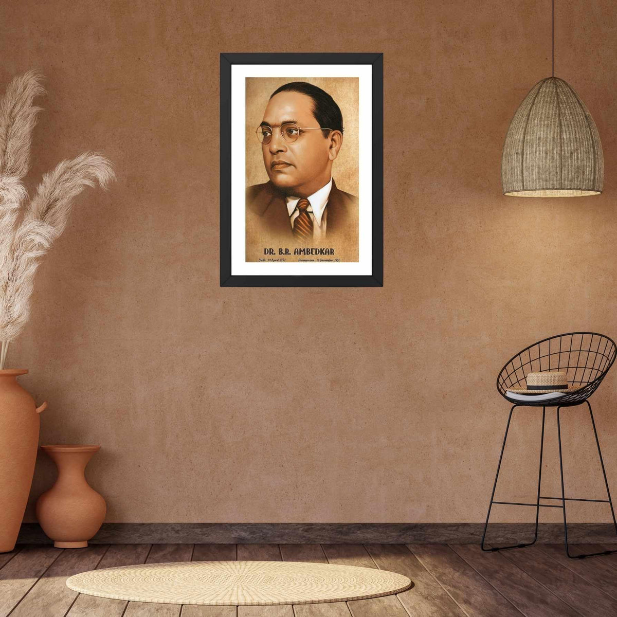 CRAFT QUEST UV Textured Decorative Art Print of Indian Freedom Fighter Dr. B. R. Ambedkar with Wooden Synthetic Frame Painting