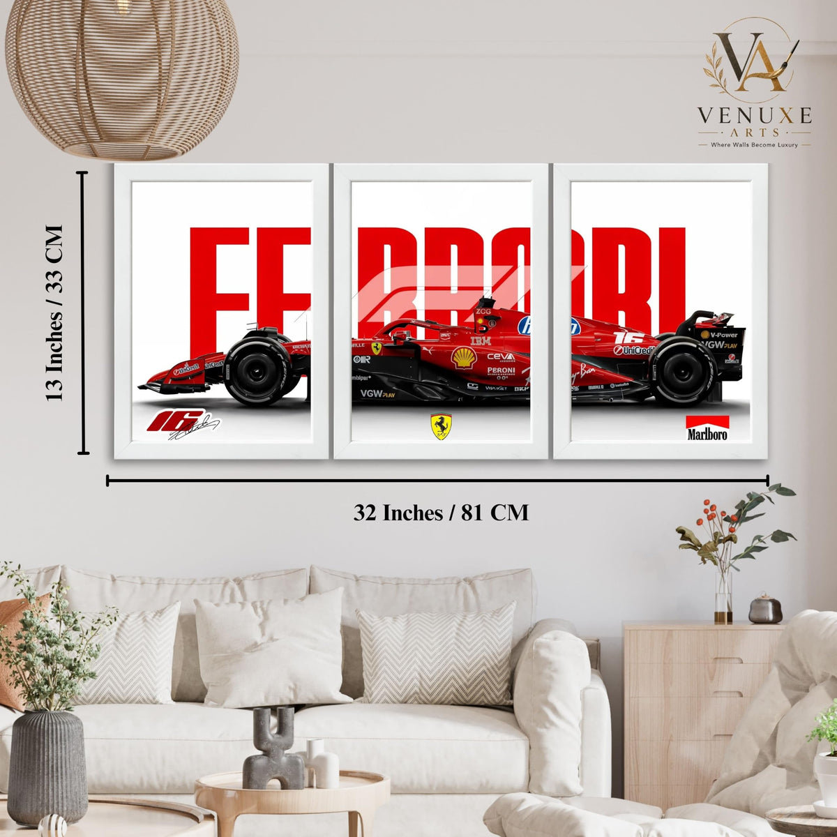 VENUXE ARTS Set Of 3 Big Sports Cars Framed Posters Gift Items for Boys Room Wall Decoration Bedroom Living Room Office Studio Décor | Car Poster Frame for Wall Décor