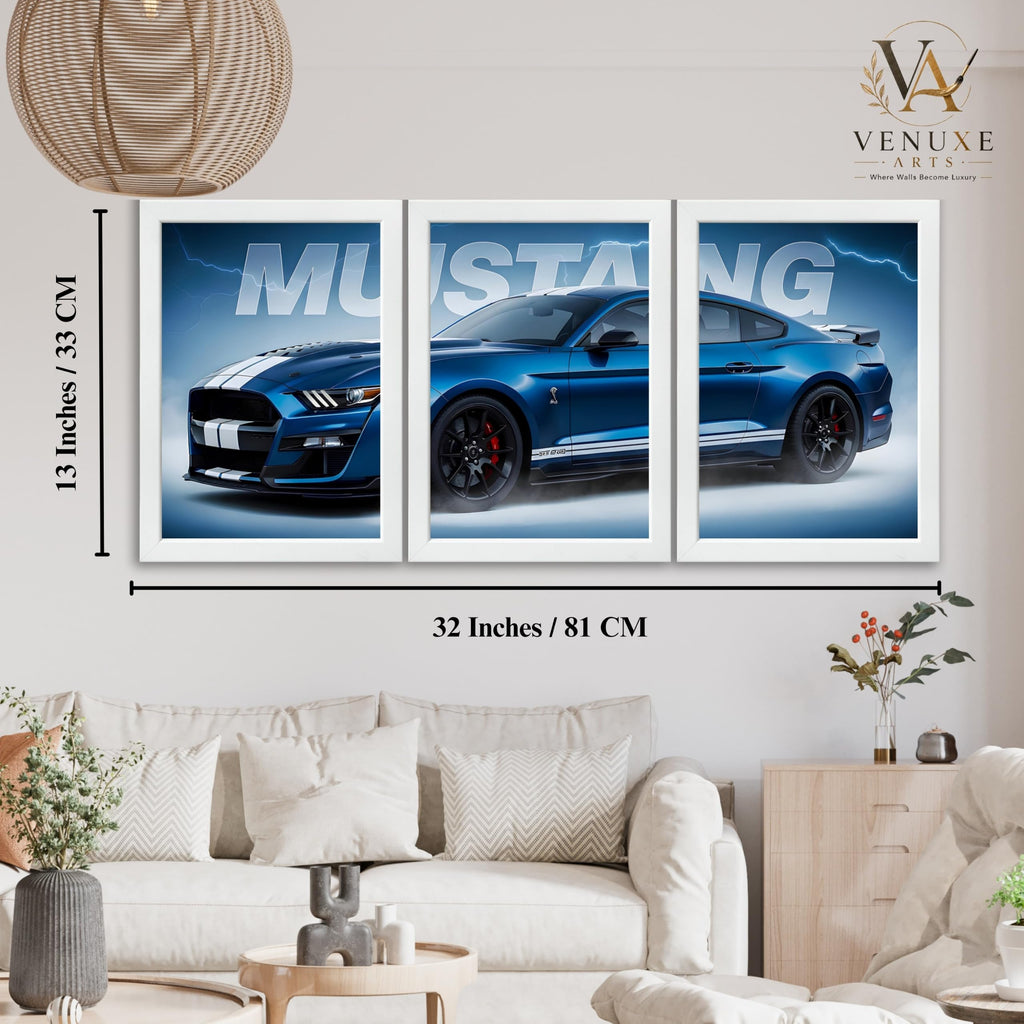 VENUXE ARTS Set Of 3 Big Sports Cars Framed Posters Gift Items for Boys Room Wall Decoration Bedroom, Living Room, Office, Studio Décor | Car Poster Frame for Wall Décor