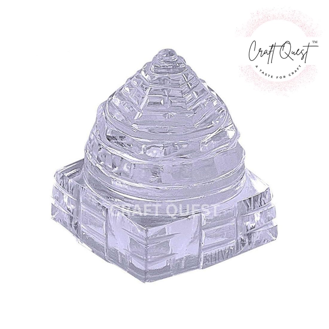 CRAFT QUEST 100% Pure Sphatik Shree Yantra (Original) for Pooja, Laxmi Shri Yantra, Shree Yantra, Crystal shri Yantra