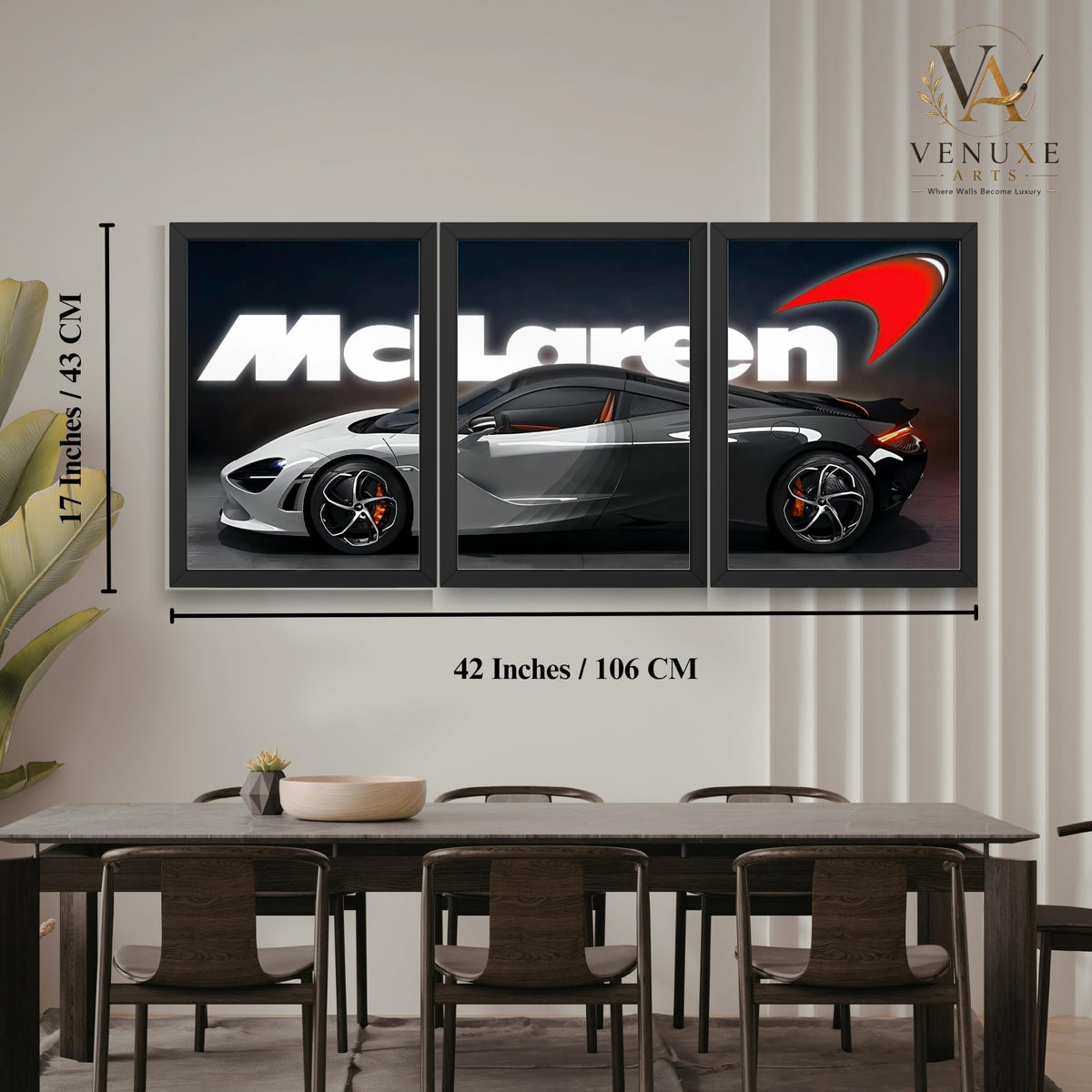 VENUXE ARTS Set Of 3 Big Sports Cars Framed Posters Gift Items for Boys Room Wall Decoration Bedroom Living Room Office Studio Décor | Car Poster Frame for Wall Décor