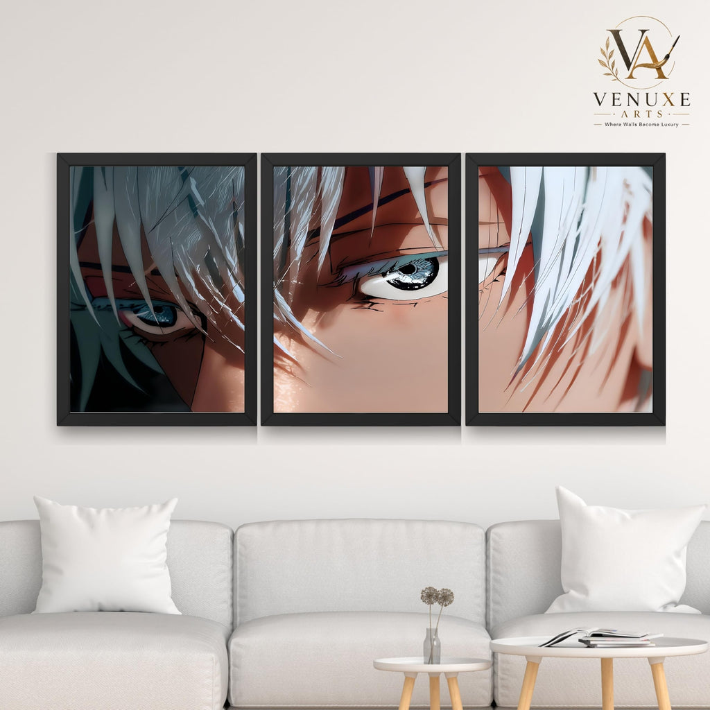 VENUXE ARTS Set Of 3 Anime Characters Wall Framed |Anime Characters Framed Poster for Living Room Bedroom Gaming Room Studio Wall Decor