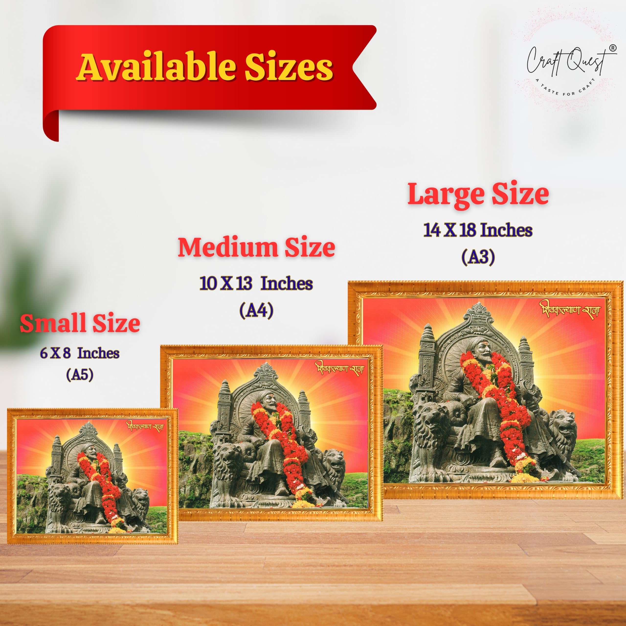 CRAFT QUEST Chhatrapati Shivaji Maharaj Wall Photo Frame | Home Decoration Item | Indian Historic Classic Painting Wall Art Best Gifting Option