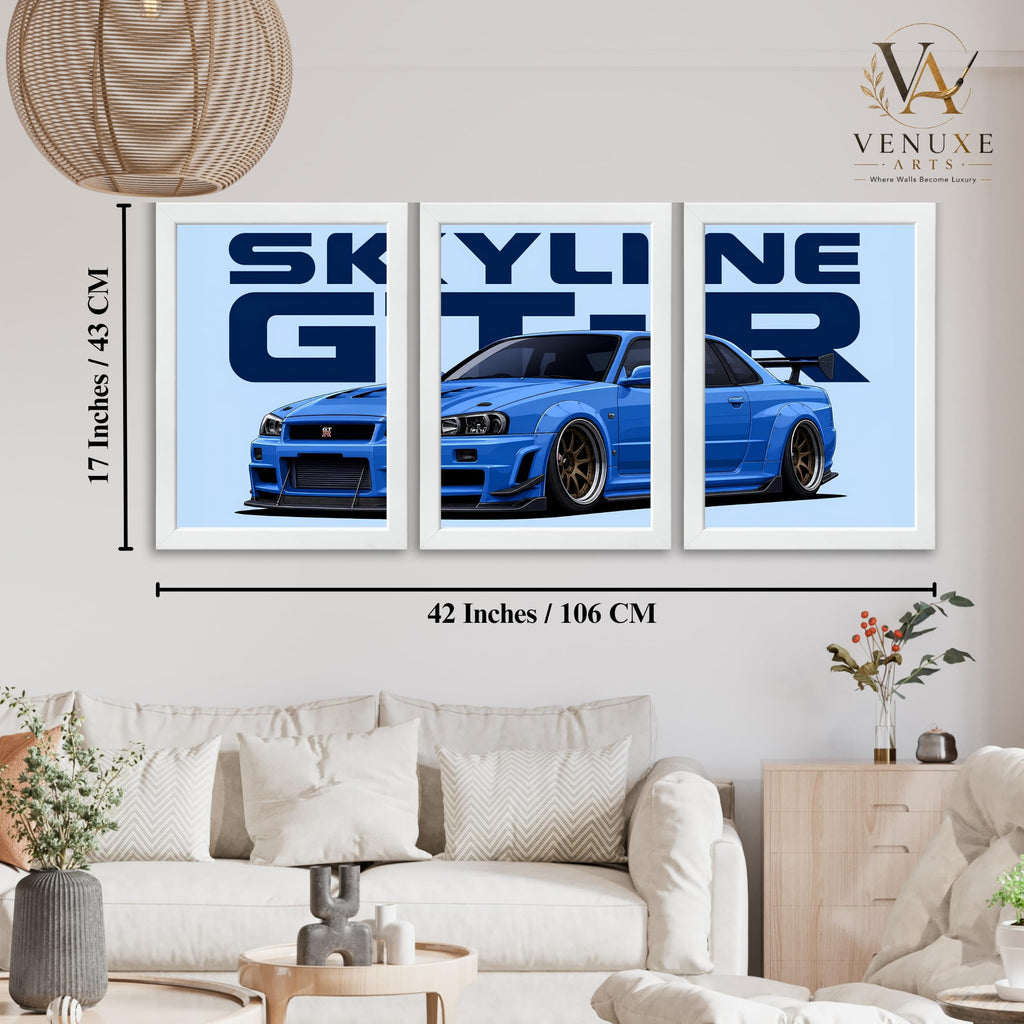 VENUXE ARTS Set Of 3 Big Sports Cars Framed Posters Gift Items for Boys Room Wall Decoration Bedroom Living Room Office Studio Décor | Car Poster Frame for Wall Décor