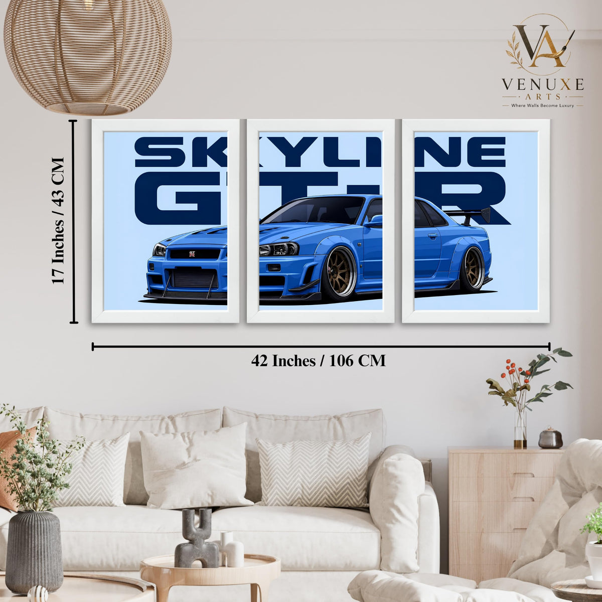VENUXE ARTS Set Of 3 Big Sports Cars Framed Posters Gift Items for Boys Room Wall Decoration Bedroom Living Room Office Studio Décor | Car Poster Frame for Wall Décor