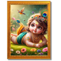 CRAFT QUEST Bal Gopal Krishna Photo For Pregnant Women Poster For Decoration Wall, Bedroom, Living Room,