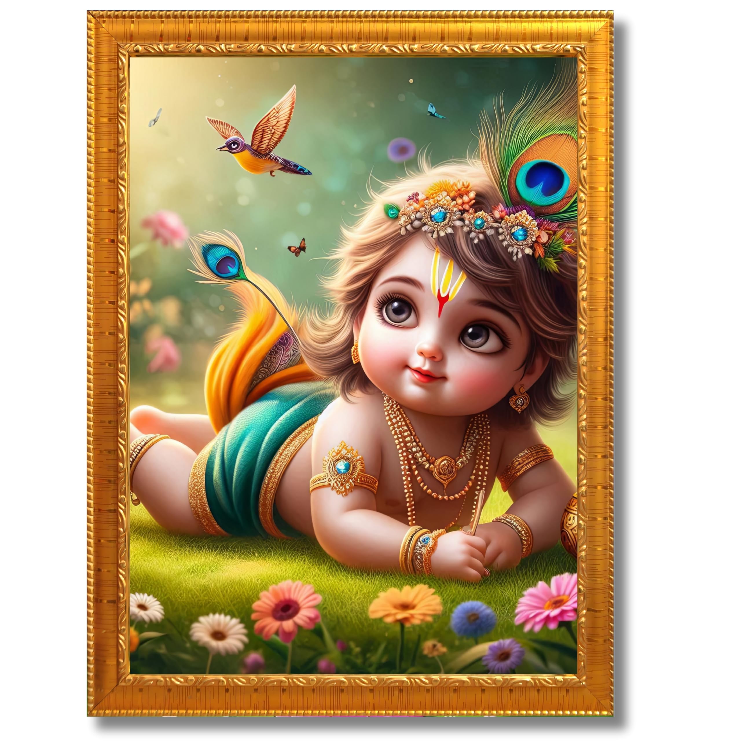 CRAFT QUEST Bal Gopal Krishna Photo For Pregnant Women Poster For Decoration Wall, Bedroom, Living Room,
