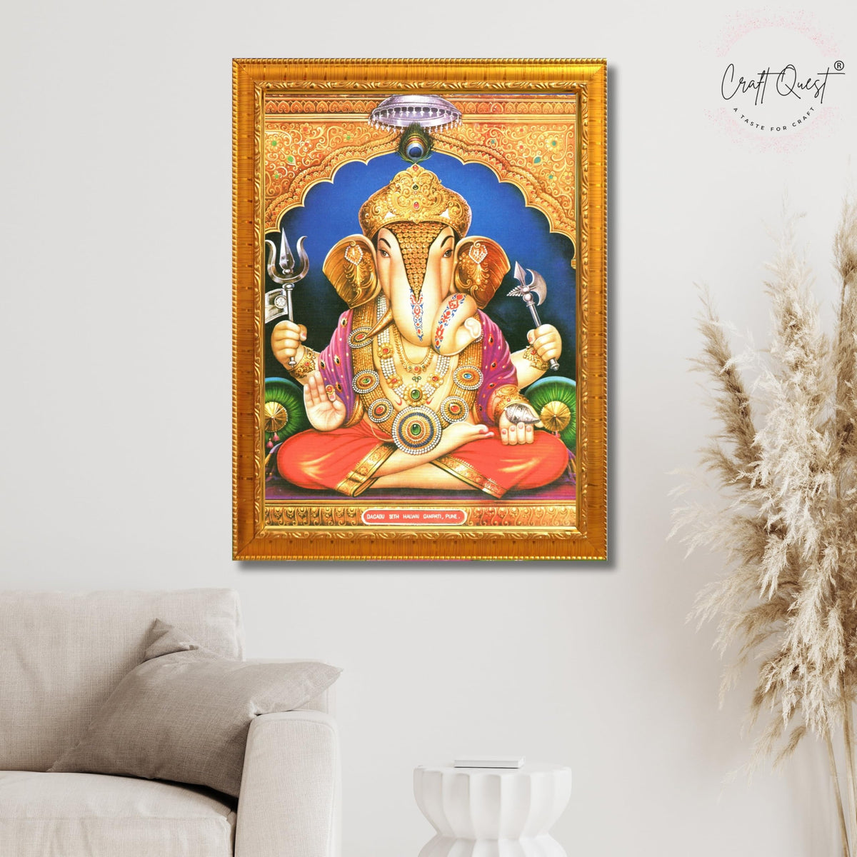 CRAFT QUEST Lord Ganesh ji Modern Wall Painting With Frame For Home pooja, and Office Decor,