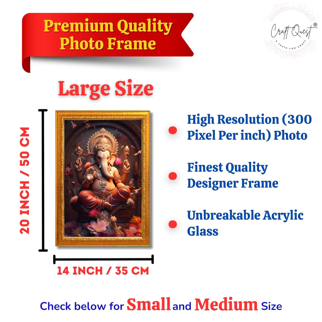 CRAFT QUEST Lord Ganesha Ganesh Ganpati Ganapathi Hanging Wall Painting Framed For Home Décor