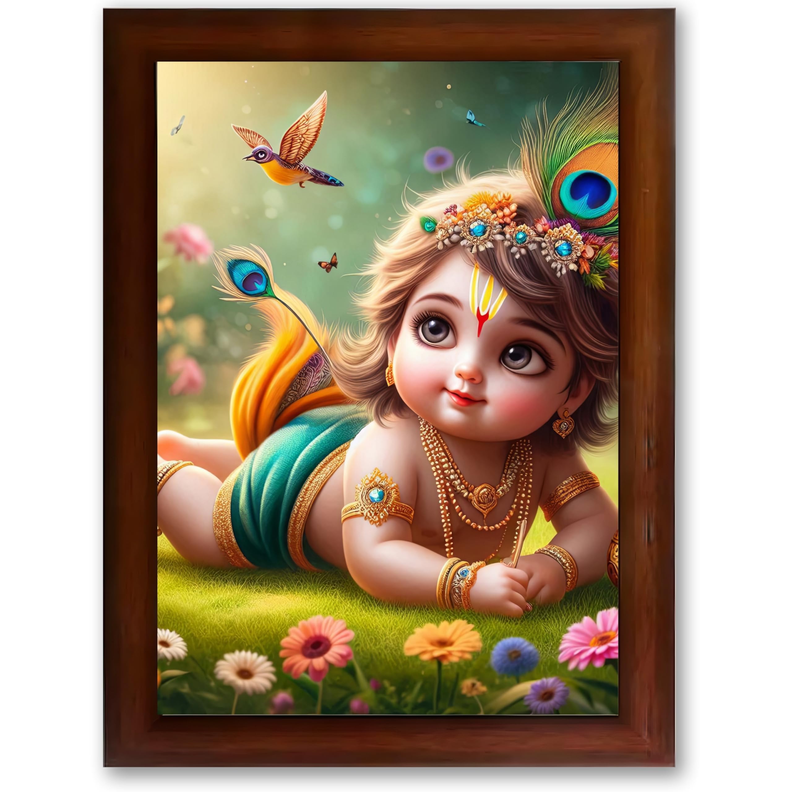 CRAFT QUEST Bal Gopal Krishna Photo For Pregnant Women Poster For Decoration Wall, Bedroom, Living Room,