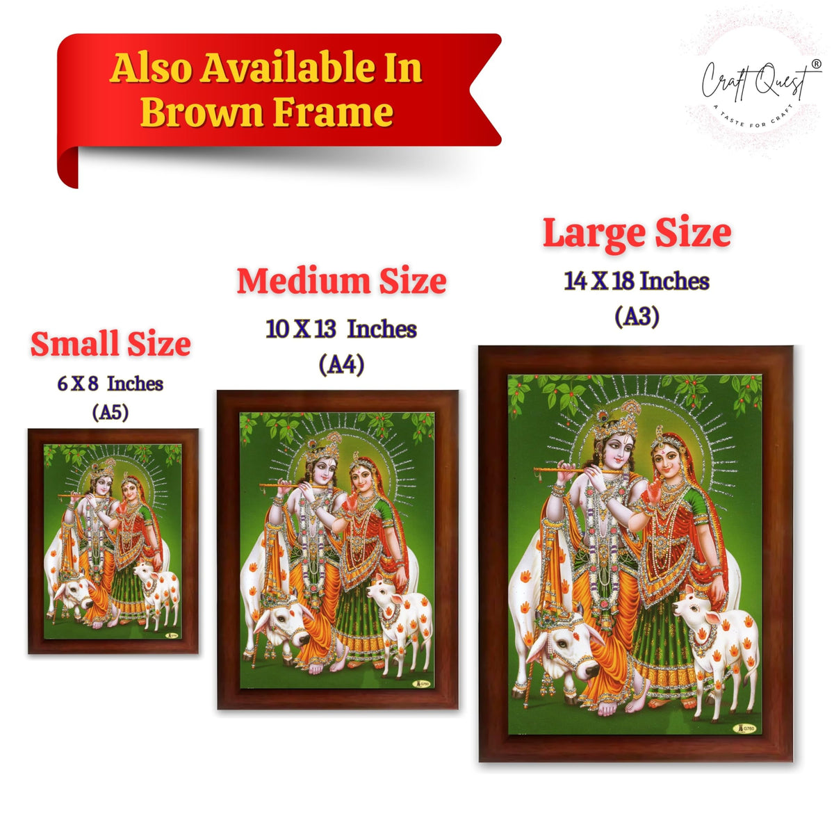 CRAFT QUEST Radha Krishna Flute Painting With Frame Wall Paintings for Living Room, Bedroom, Office Décor