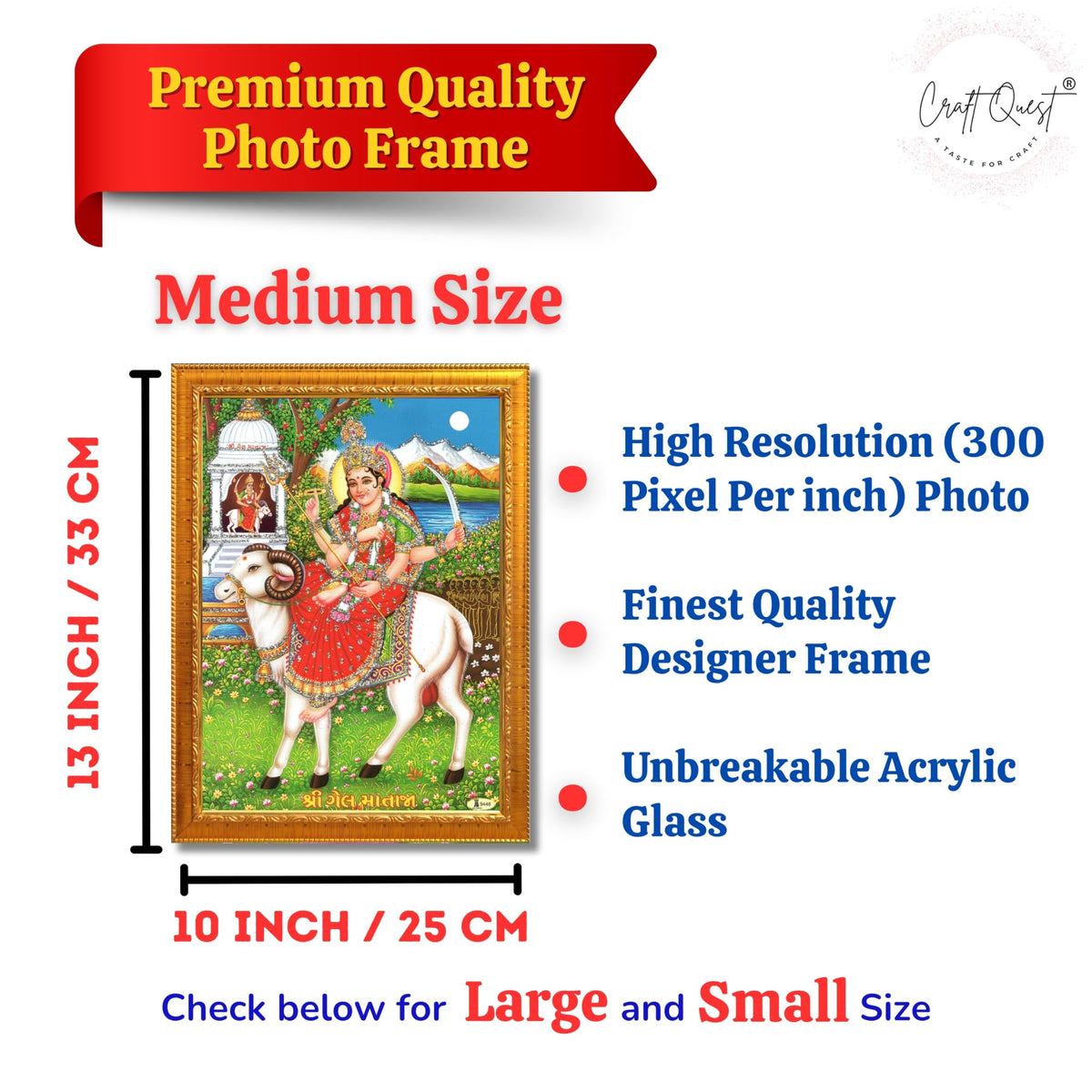 CRAFT QUEST Gel Mata Ji Geldi Maa Devi Mataji Ma Wall Painting For Home Decor wooden framed