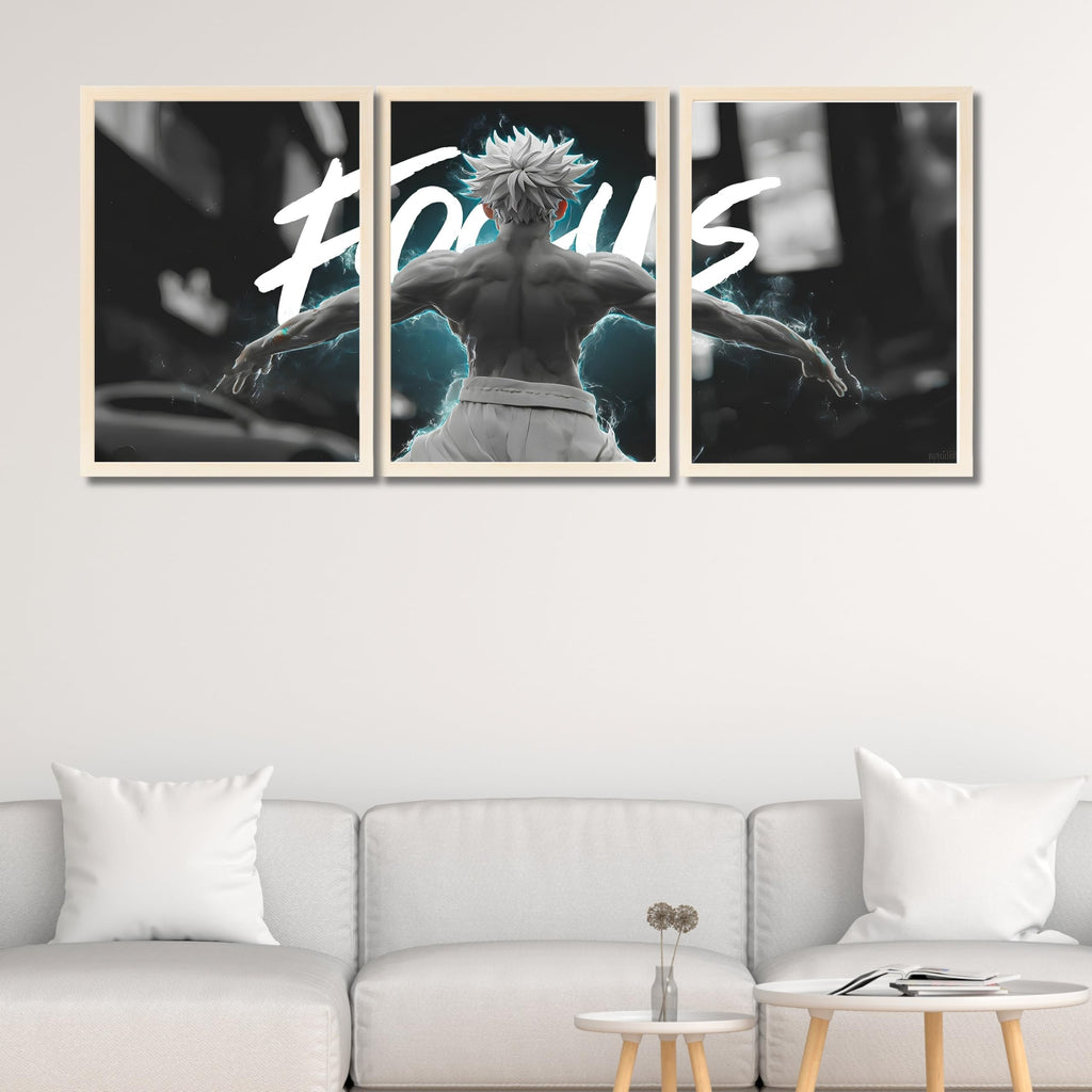 VENUXE ARTS Set Of 3 Anime Characters Wall Framed |Anime Characters Framed Poster for Living Room Bedroom Gaming Room Studio Wall Decor
