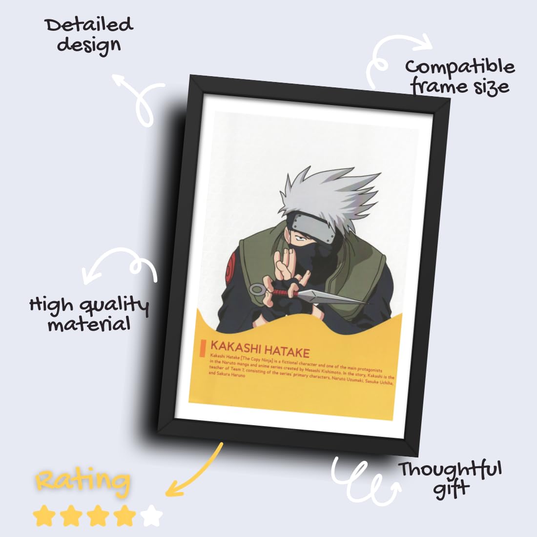 CRAFT QUEST Naruto Anime Laminated Posters Framed Painting For Anime Naruto Fans Wall Decor, Home Decor with Matte Black Frame (14 Inches x 10 Inches)