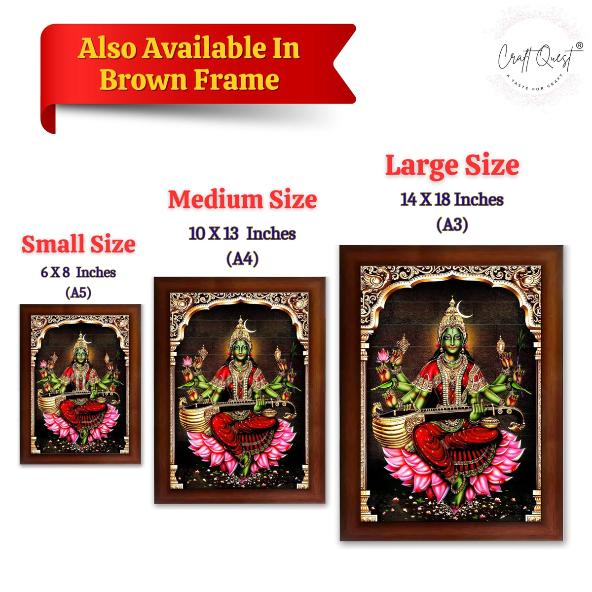 CRAFT QUEST Syamala Devi Shyamala Matangi Wall Painting Framed | South God Picture Frame for Home, Office, Temple & Gifting, Decor