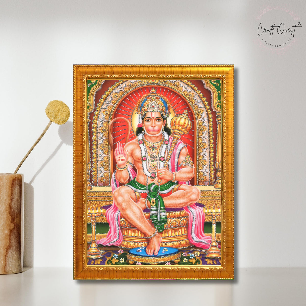 CRAFT QUEST Hanuman JI | Bajrangbali Religious Photo frame Decorative Item Synthetic frame