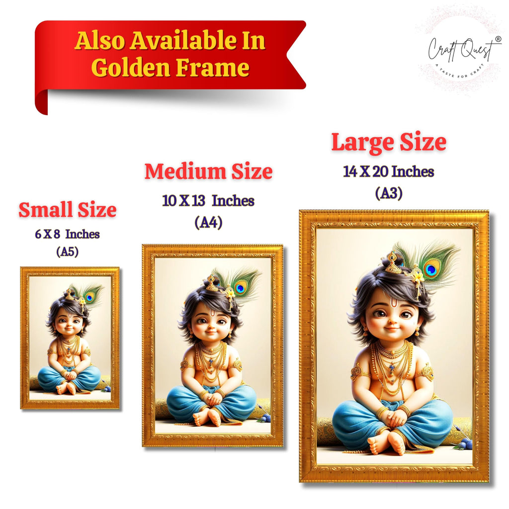 CRAFT QUEST Bal Gopal Painting | Krishna Photo Frames for Walls, Home, Bedroom, Living Room and Home Decor Item