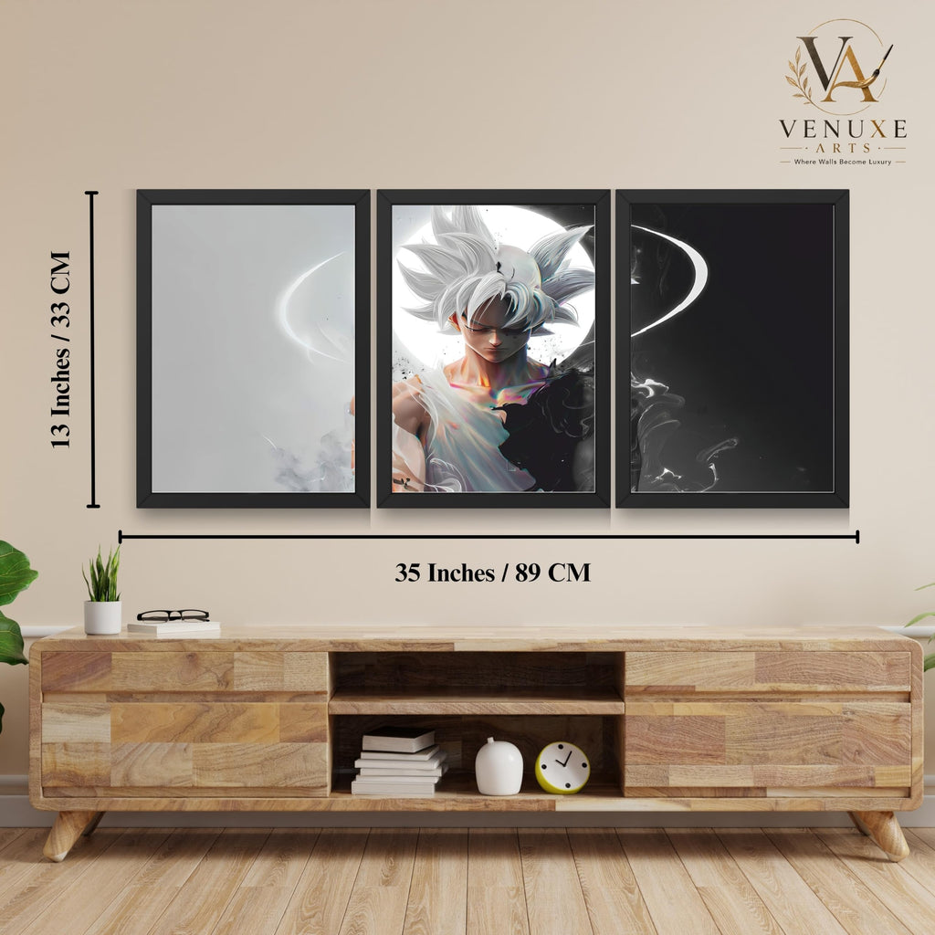 VENUXE ARTS Set Of 3 Anime Characters Wall Framed |Anime Characters Framed Poster for Living Room Bedroom Gaming Room Studio Wall Decor