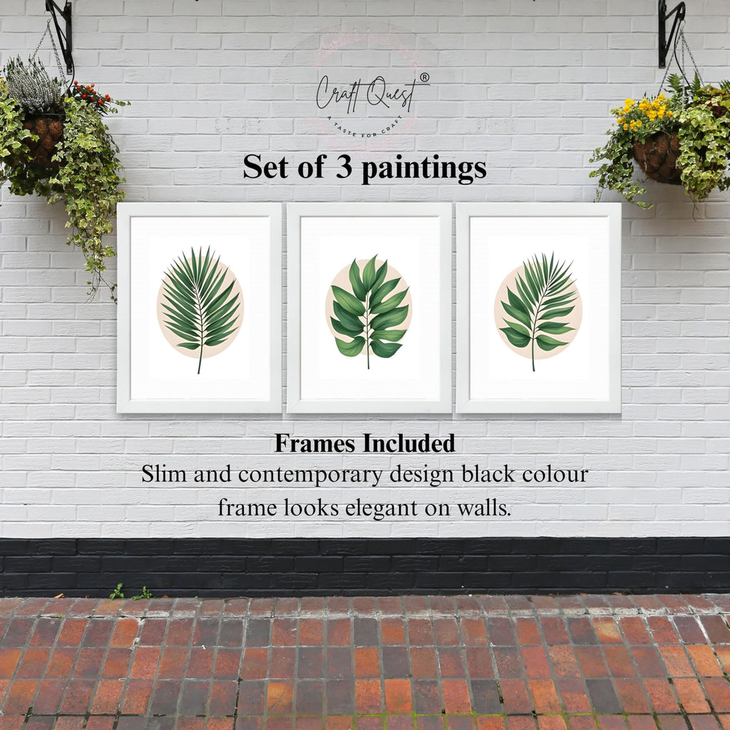 CRAFT QUEST Wall Art Decor Paintings | Set of 3 FLORAL Wall Art Frames for Home Decoration | Ideal for Living Room, Bedroom & Offices