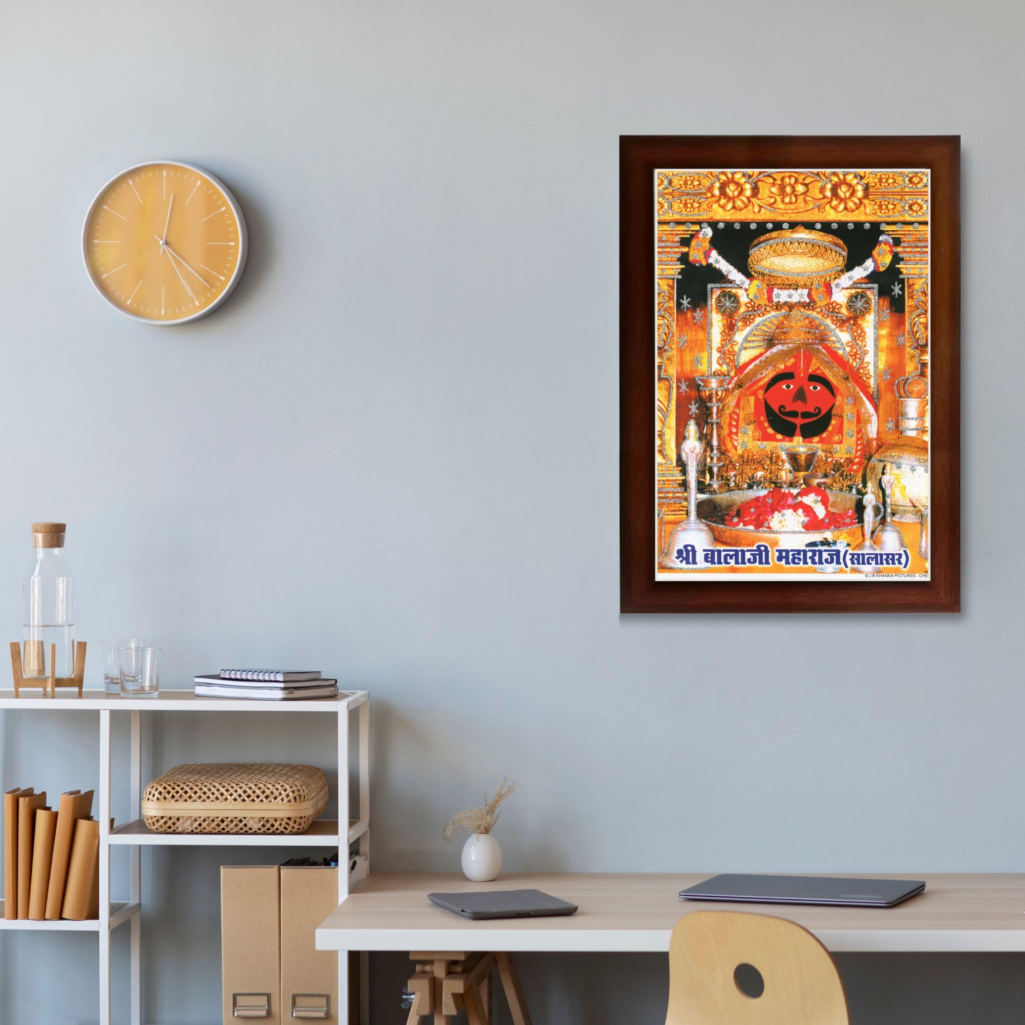 CRAFT QUEST Salasar balaji Hanuman | Bajrangbali Religious Photo with frame for Home Decorative Item Synthetic Wood