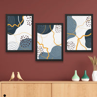 CRAFT QUEST Abstract Modern Shapes Wall Art | Set of 3 Frames for Home Decoration | Ideal for Living Room, Bedroom & Offices