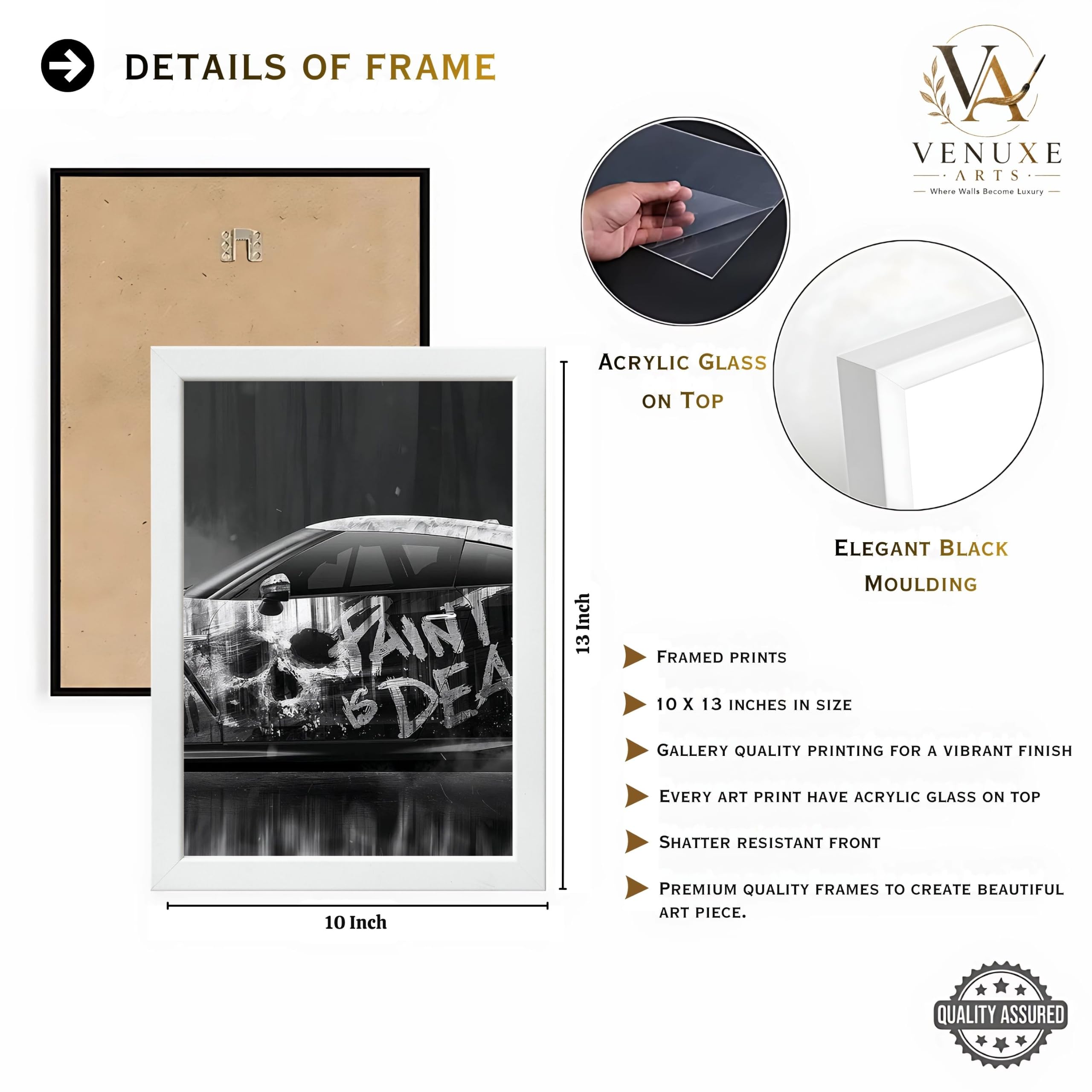 VENUXE ARTS Set Of 3 Big Sports Cars Framed Posters Gift Items for Boys Room Wall Decoration Bedroom Living Room Office Studio Décor | Car Poster Frame for Wall Décor
