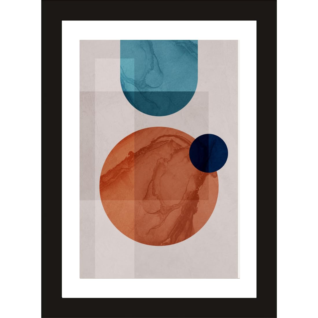 CRAFT QUEST Abstract Modern Quantum Quandary Art Poster Frame for Home & Office Wall Decoration - Portrait, Wall Display (Black, 14x10 Inch Frame with Art Print) (Tropical Reverie)