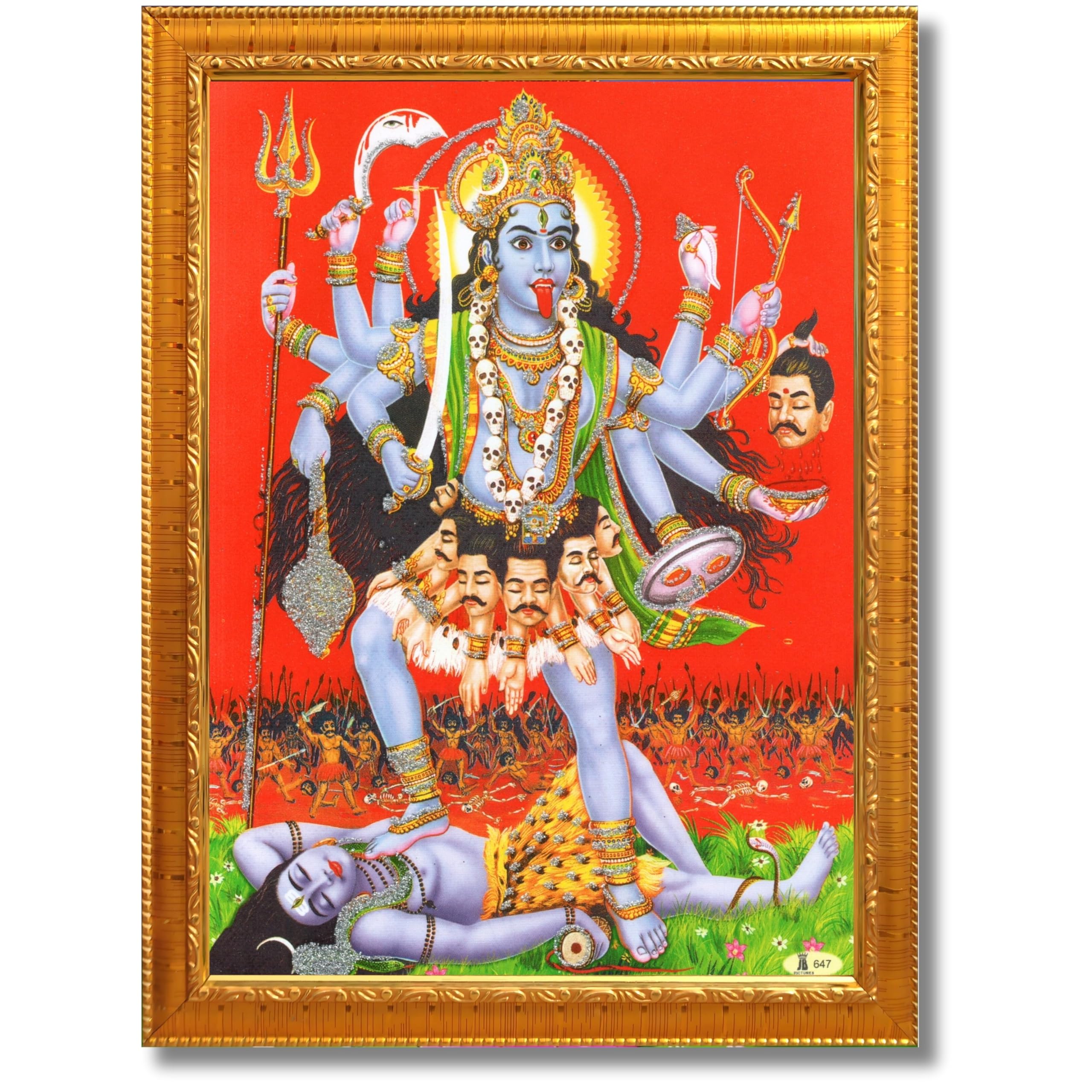 CRAFT QUEST Maha Kali Mata Ji Mahakali Shiv Shiva Wall Painting Framed Home Decor