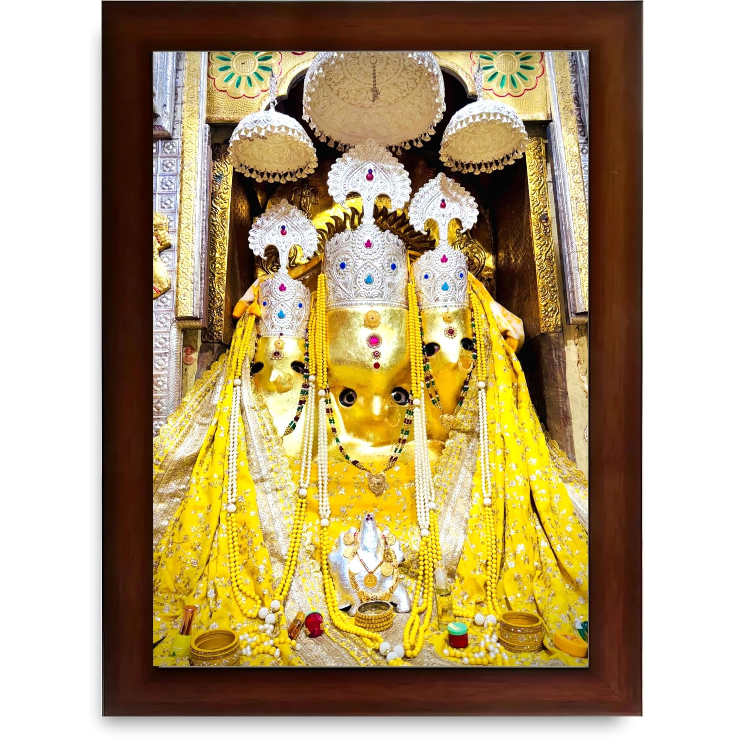 CRAFT QUEST Baglamuklhi maa/mata wodden Religious Photo Frame for Home, Office