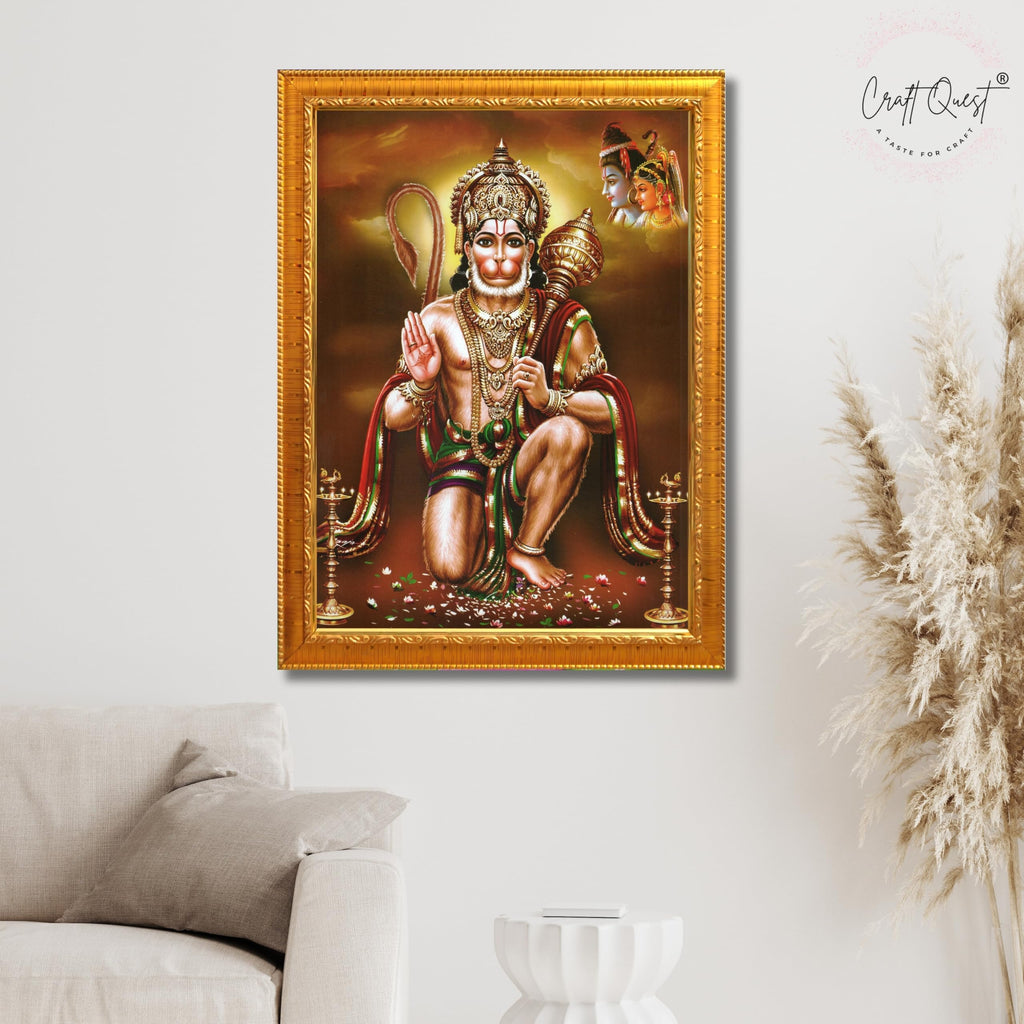 CRAFT QUEST Lord Hanuman Ji Photo Frame | Acrylic Glass, Lightweight & Waterproof | Ideal for Home, Office, Temple & Puja Room Wall Decor