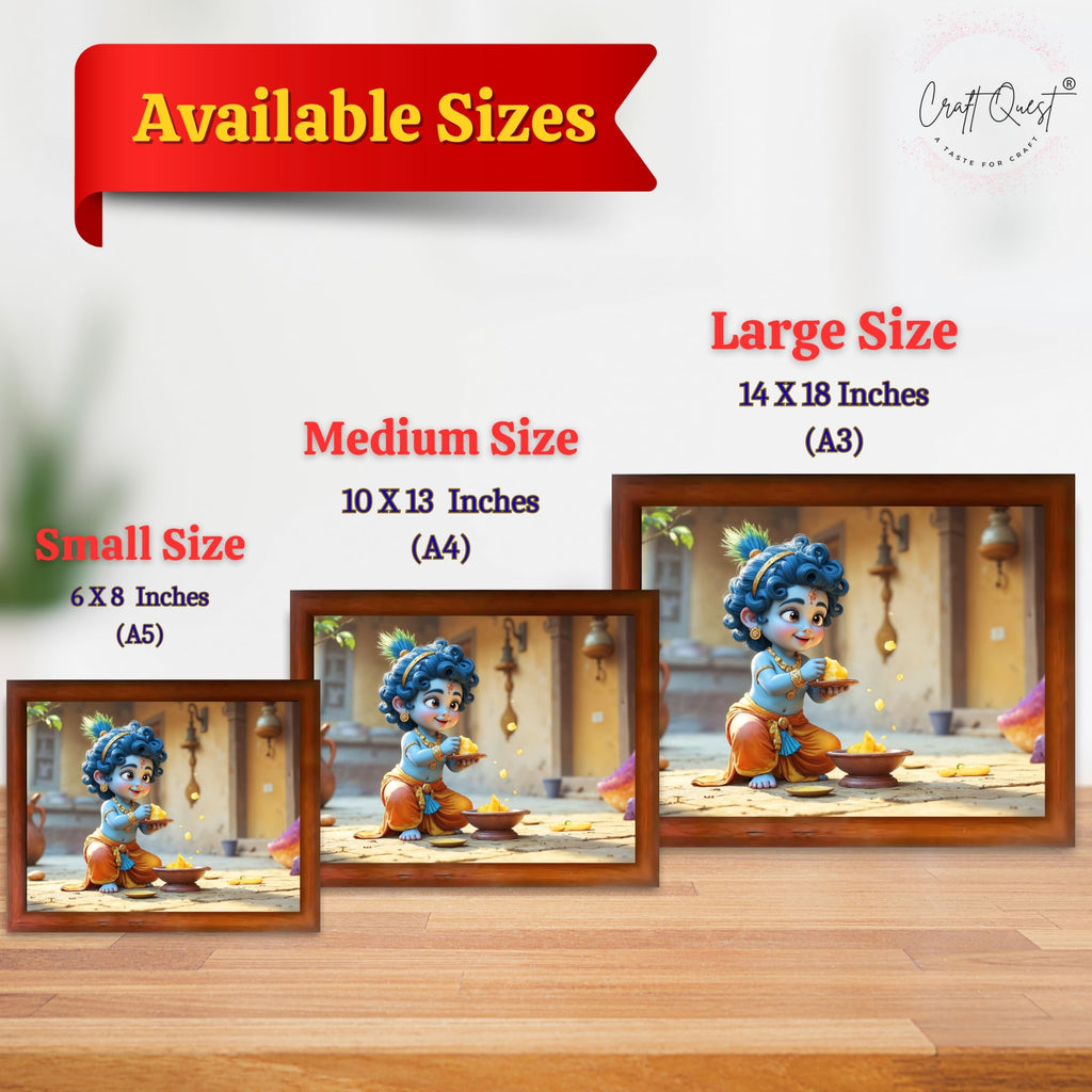 CRAFT QUEST Shri Bal Gopal Painting | Baby Krishna Photo Frame | Krishna Photo Frames for Walls, Home, Living Room and Home Décor