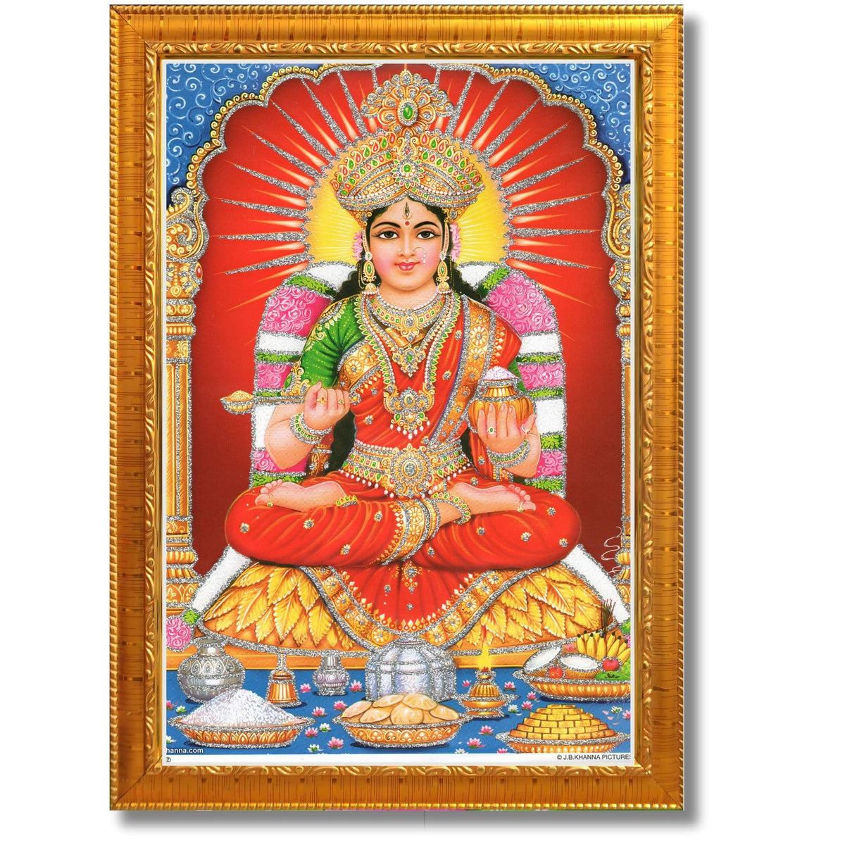 CRAFT QUEST Maa Annapurna devi sitting on throne photo frame with Acrylic glass for Kitchen Worship