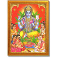 CRAFT QUEST Lord Satyanarayana Swami| Bhagwan Satyanarayan Wall Painting Religious Wood Photo Frame with Acrylic glass