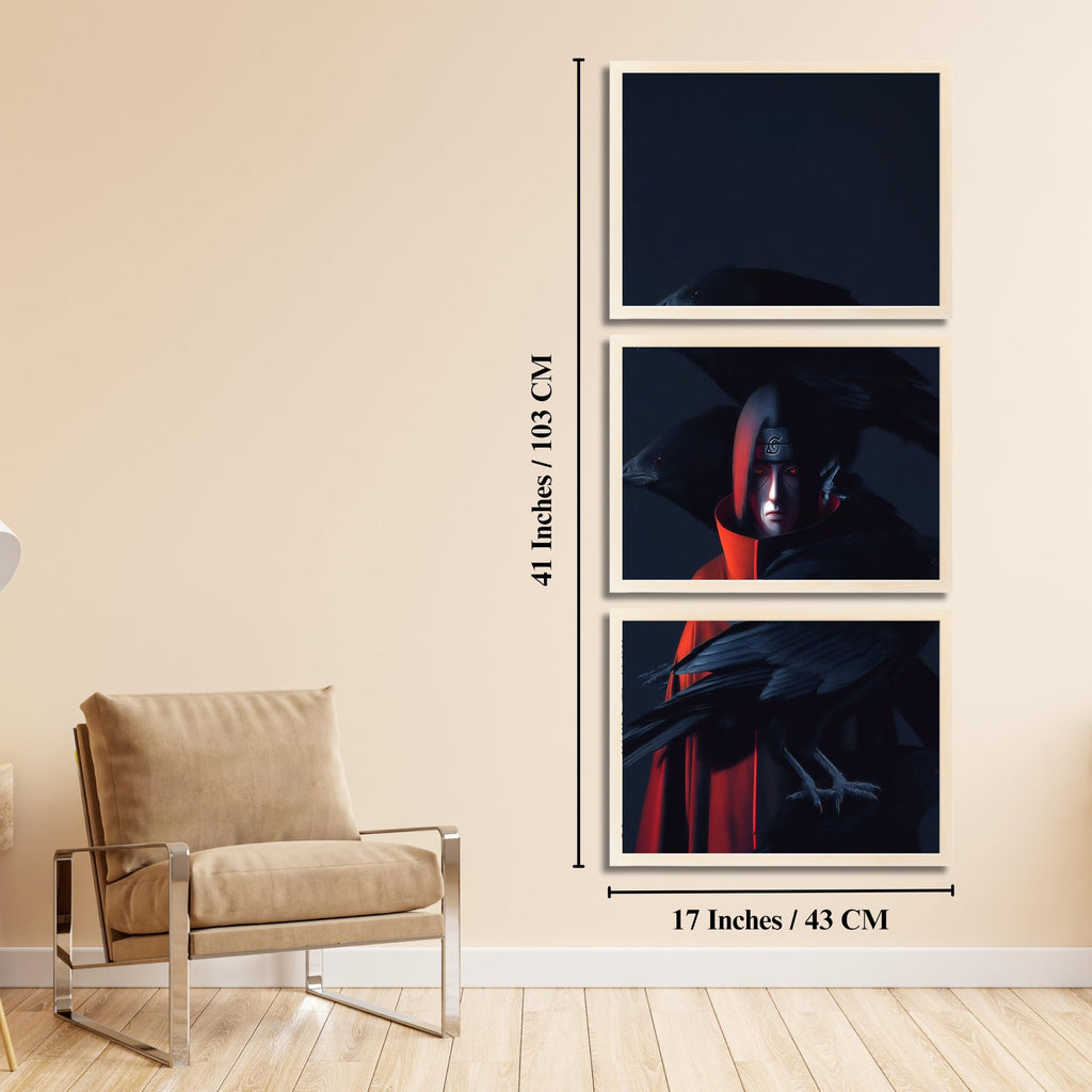 VENUXE ARTS Set Of 3 Anime Characters Wall Framed |Anime Characters Framed Poster for Living Room Bedroom Gaming Room Studio Wall Decor