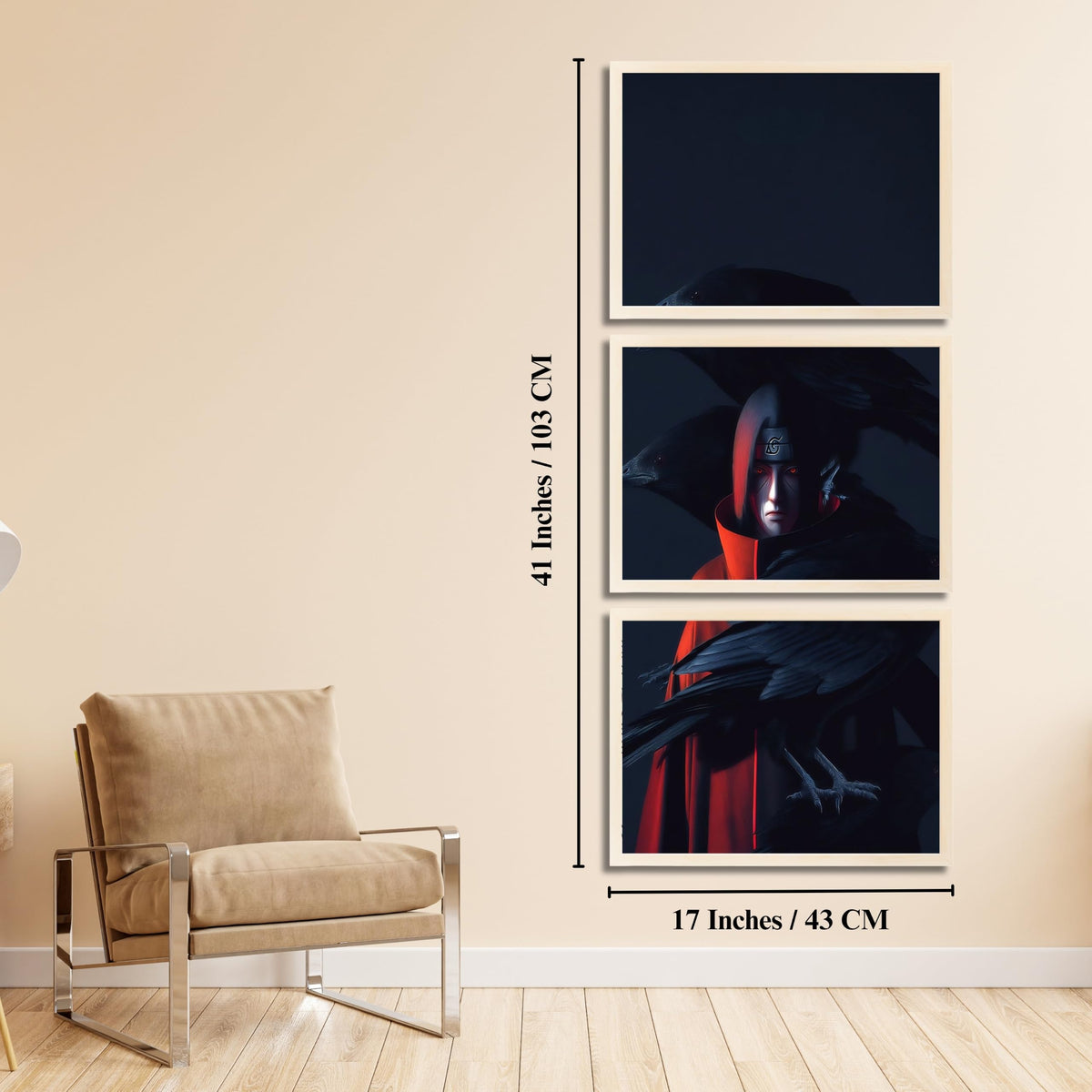 VENUXE ARTS Set Of 3 Anime Characters Wall Framed |Anime Characters Framed Poster for Living Room Bedroom Gaming Room Studio Wall Decor