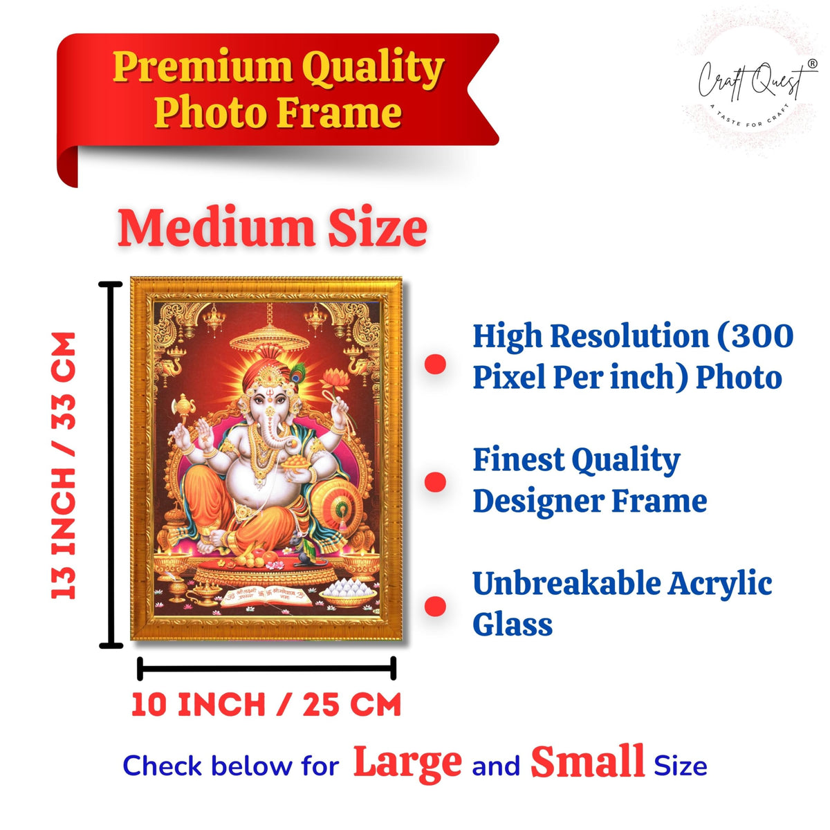 CRAFT QUEST Lord Ganesh ji Modern Wall Painting With Frame For Home and Office Decor