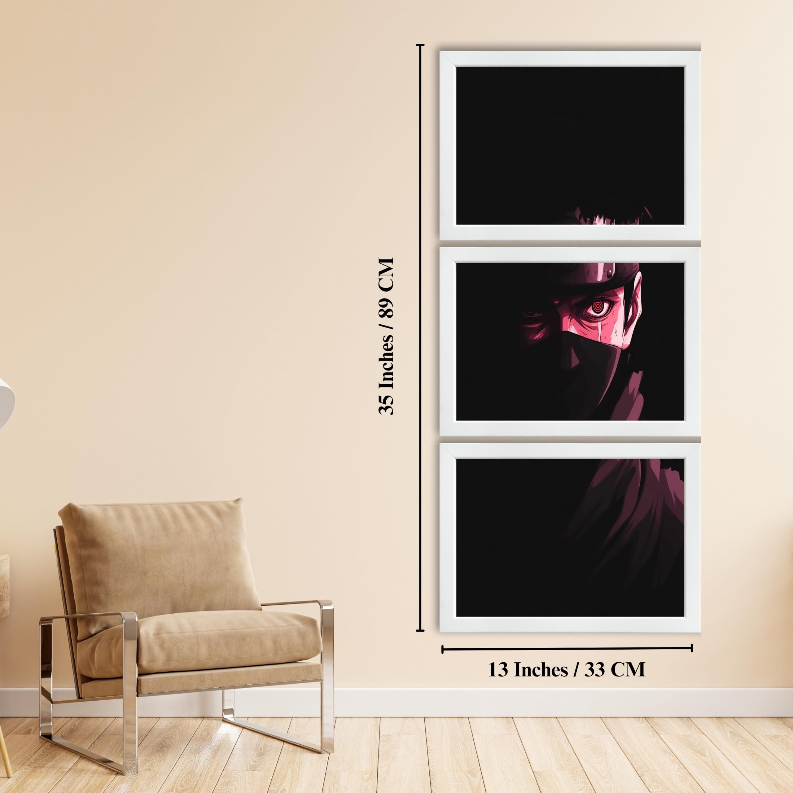 VENUXE ARTS Set Of 3 Anime Characters Wall Framed |Anime Characters Framed Poster for Living Room Bedroom Gaming Room Studio Wall Decor