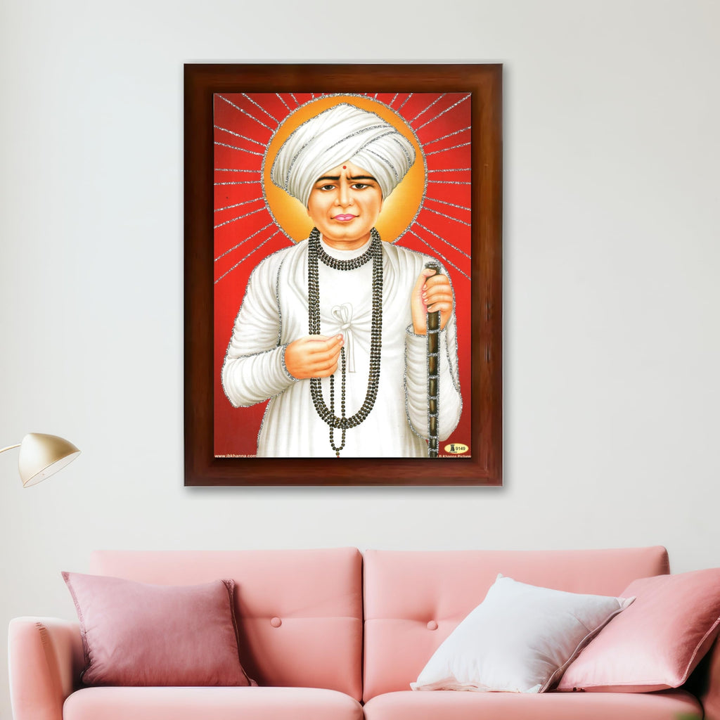 CRAFT QUEST Shri Jalaram Bapa Ji Guru Wall Painting Framed Home Décor wooden framed