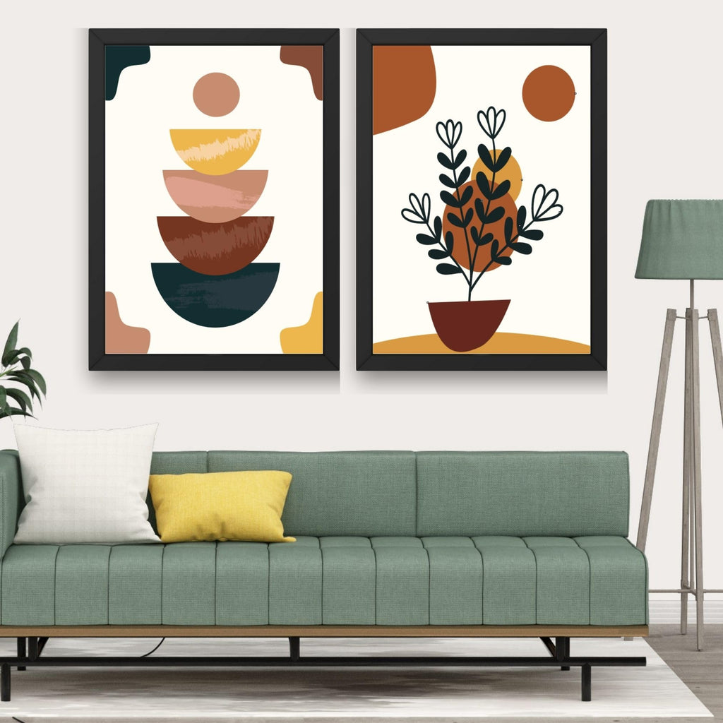 CRAFT QUEST Wall Art Decor Paintings | Set of 2 Wall Art Frames for Home Decoration | Ideal for Living Room, Bedroom & Office (Style 117)
