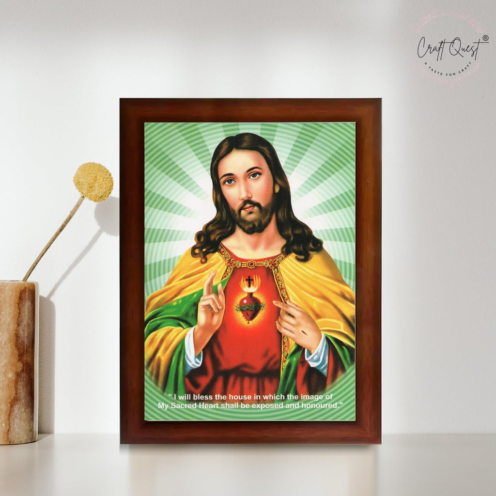 CRAFT QUEST Lord Jesus Christ Painting Aesthetic Hanging Photo Frame Decor for Living Room and Bedroom