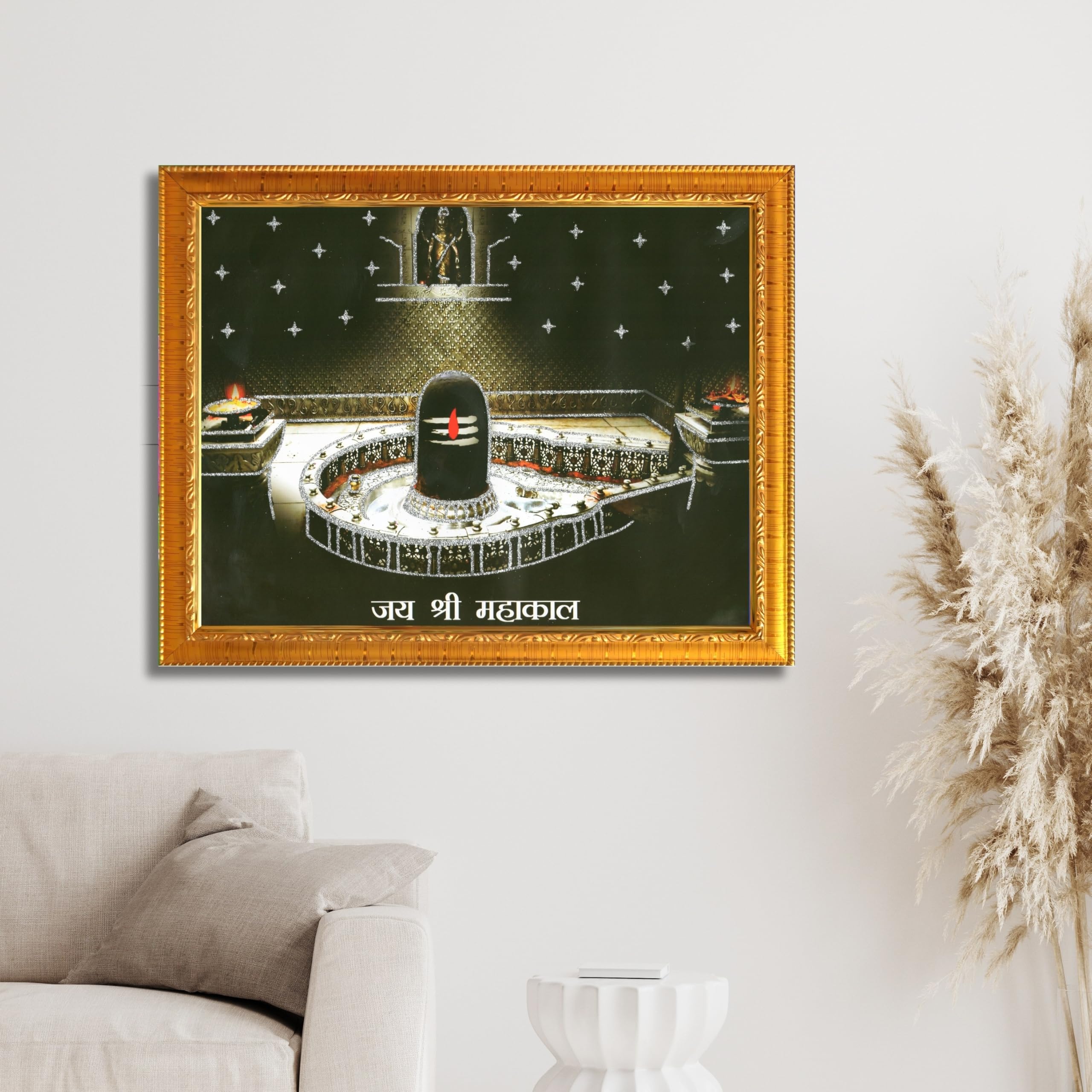 CRAFT QUEST Mahakal Jyotirling Photo With Frame Ujjain Mahakaleshwar Bholenath Photo Frame, Religious Photo Frame